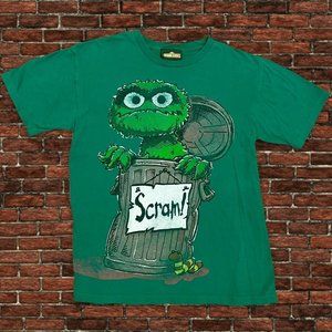 Sesame Street Oscar the Grouch Scram Graphic Short Sleeve Tee Shirt PBS Small